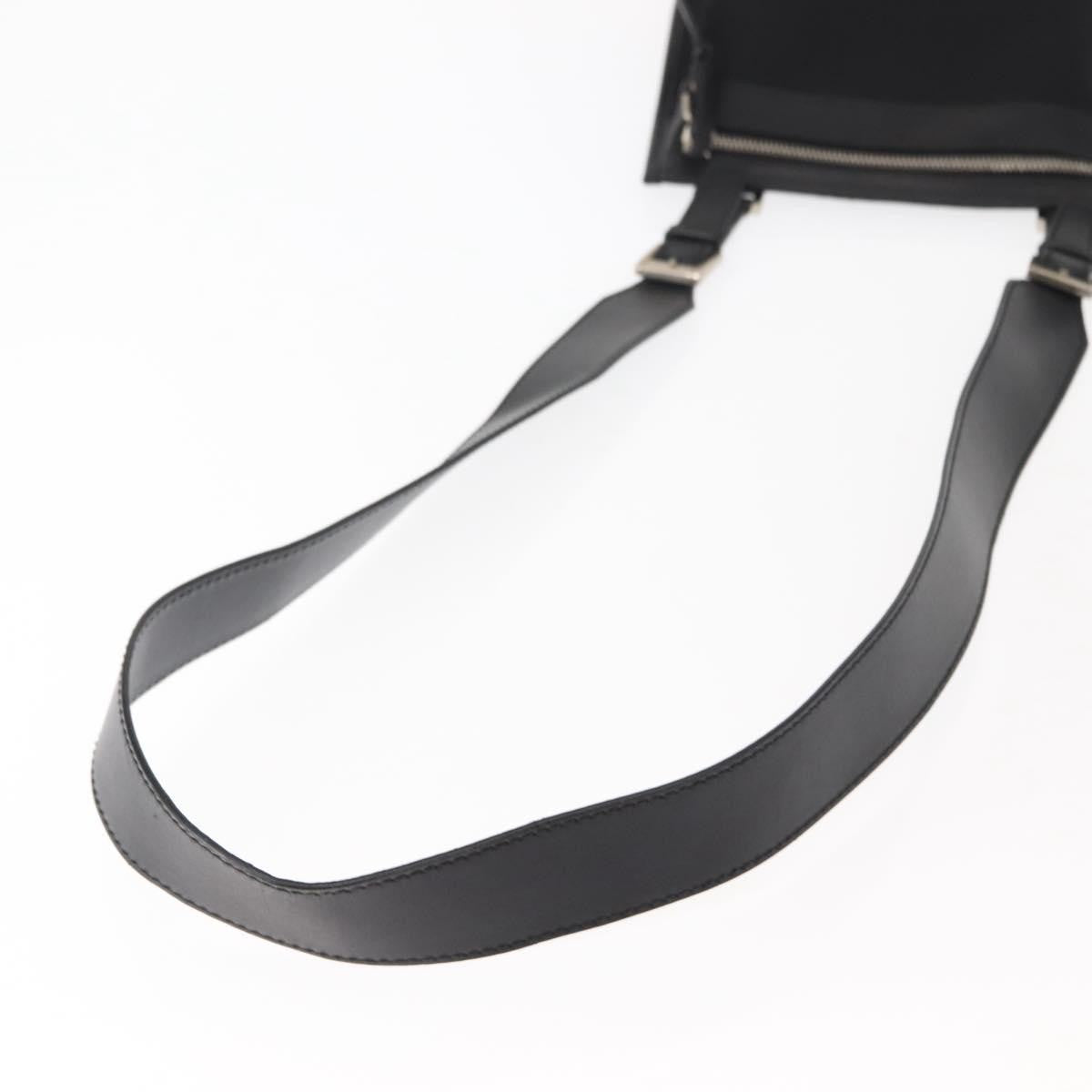 Gucci Vintage Flat Messenger Bag Nylon and Leather, BLACK, NYLON, Shoulder bag