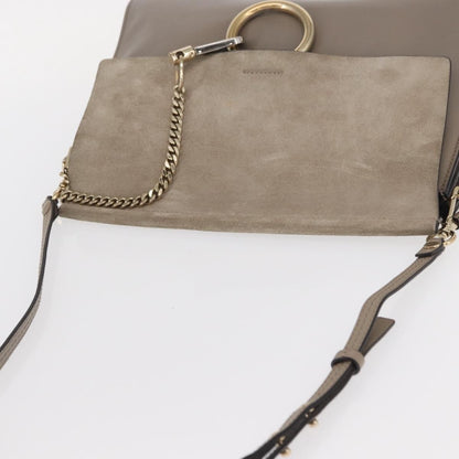 Chloe Faye Shoulder Bag Leather and Suede, BEIGE, SUEDE, Shoulder bag