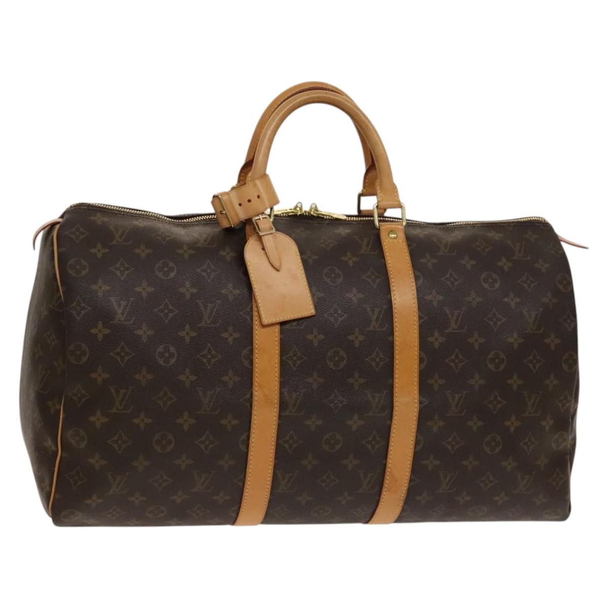 Louis Vuitton Keepall Bag Monogram Canvas, BROWN, CANVAS, Travel bag