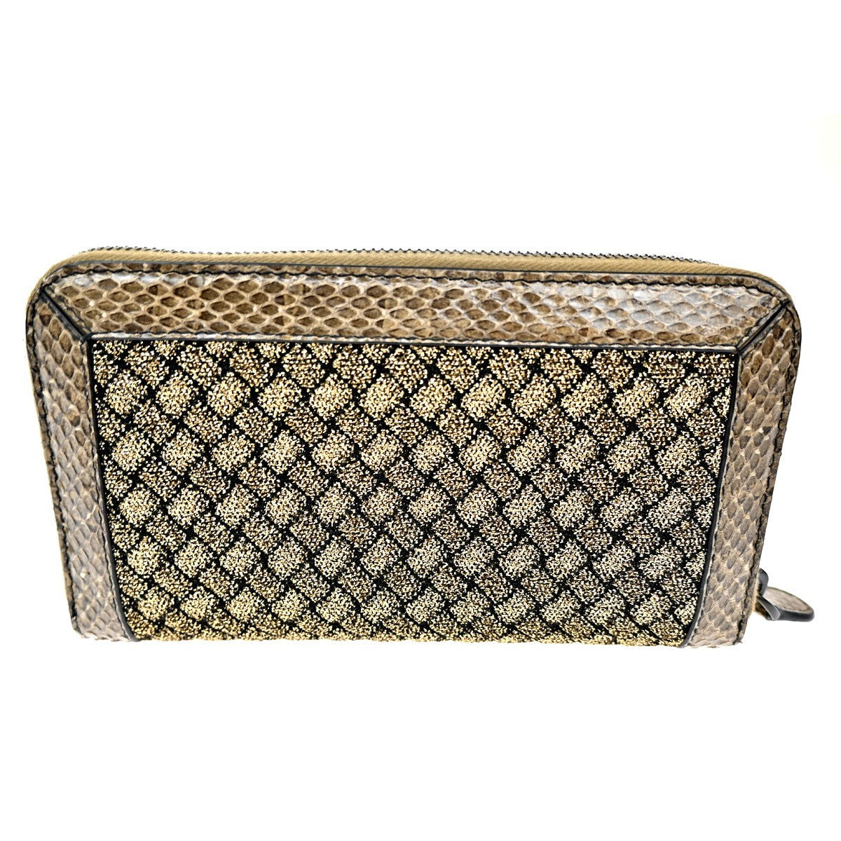 Bottega Veneta Intrecciato Long Zip  Wallet Leather, Brown, Leather, Wallet