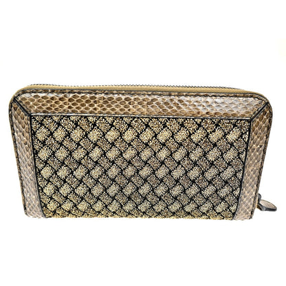 Bottega Veneta Intrecciato Long Zip  Wallet Leather, Brown, Leather, Wallet