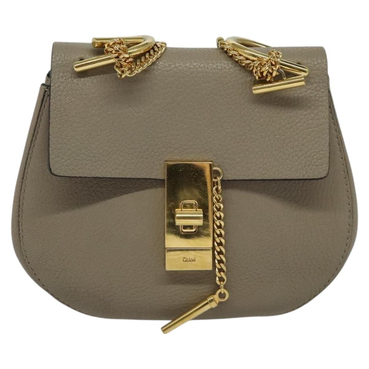 Chloe Drew Crossbody Bag Leather, GRAY, LEATHER, Shoulder bag