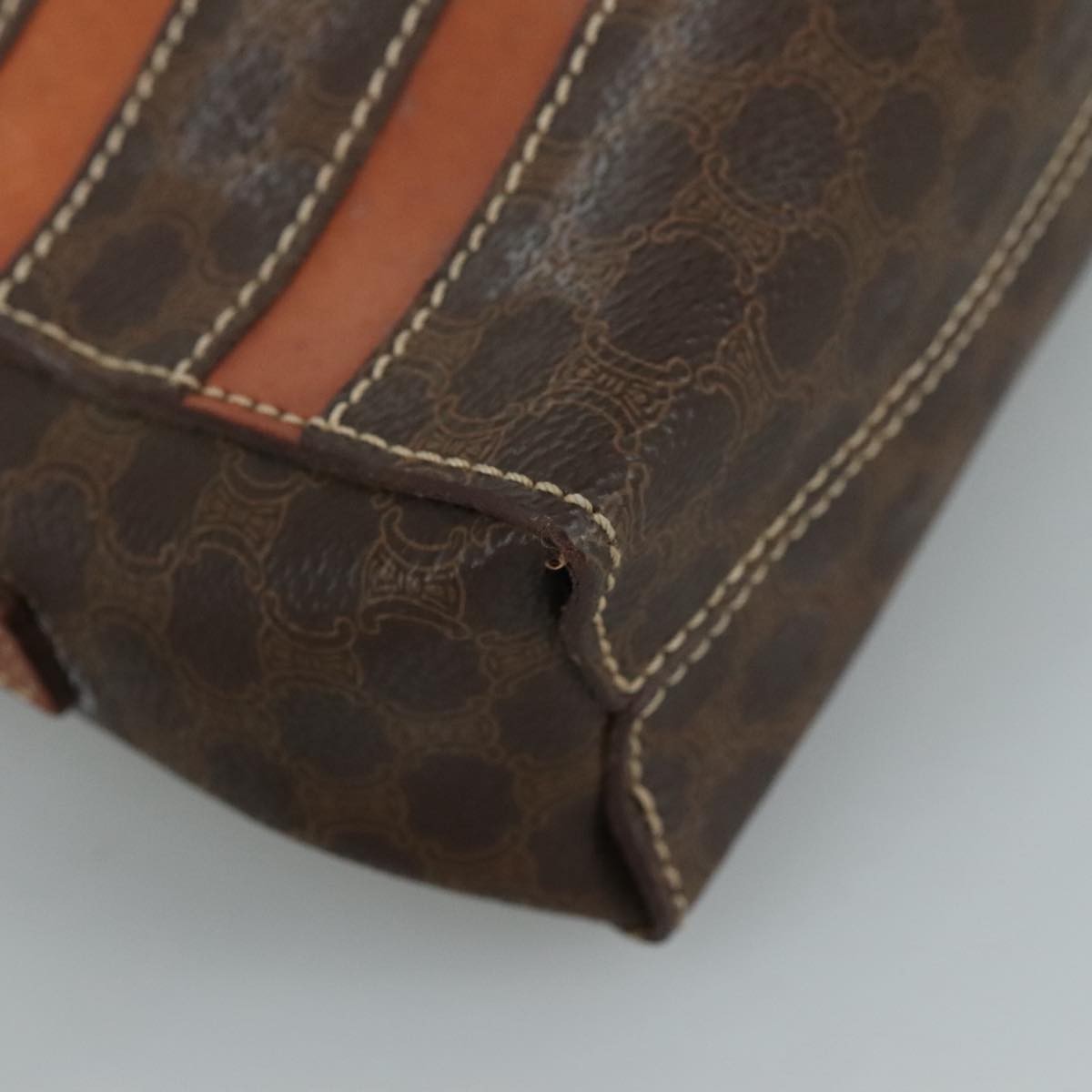 Celine Macadam Shoulder Bag Leather, BROWN, LEATHER, Shoulder bag