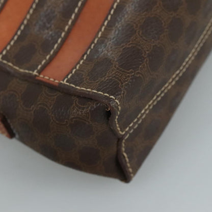 Celine Macadam Shoulder Bag Leather, BROWN, LEATHER, Shoulder bag