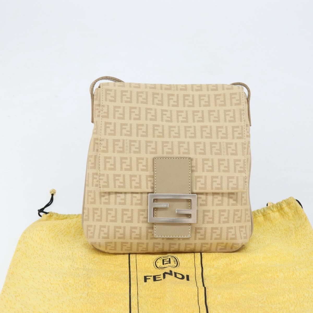 Fendi Vintage Flap Crossbody Bag Zucchino Canvas, BEIGE, CANVAS, Shoulder bag