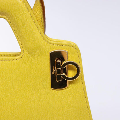 Salvatore Ferragamo Wanda Top Handle Shoulder Bag Leather, YELLOW, LEATHER, Handbag