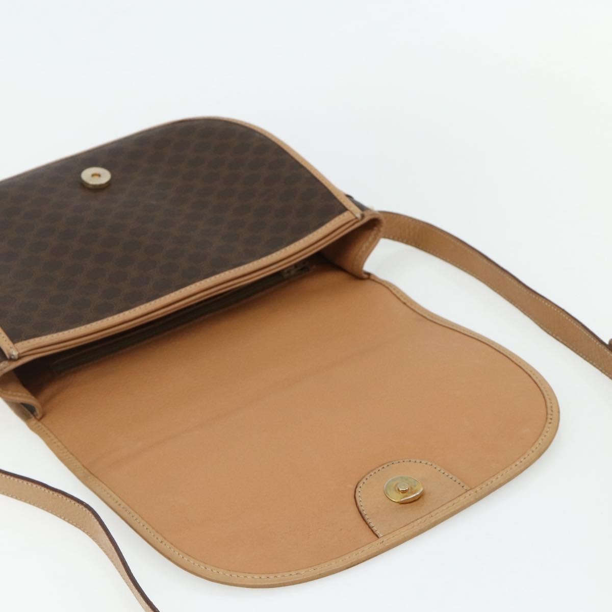 Celine Vintage Macadam Shoulder Bag Canvas and Leather, Brown, Canvas, Shoulder Bag
