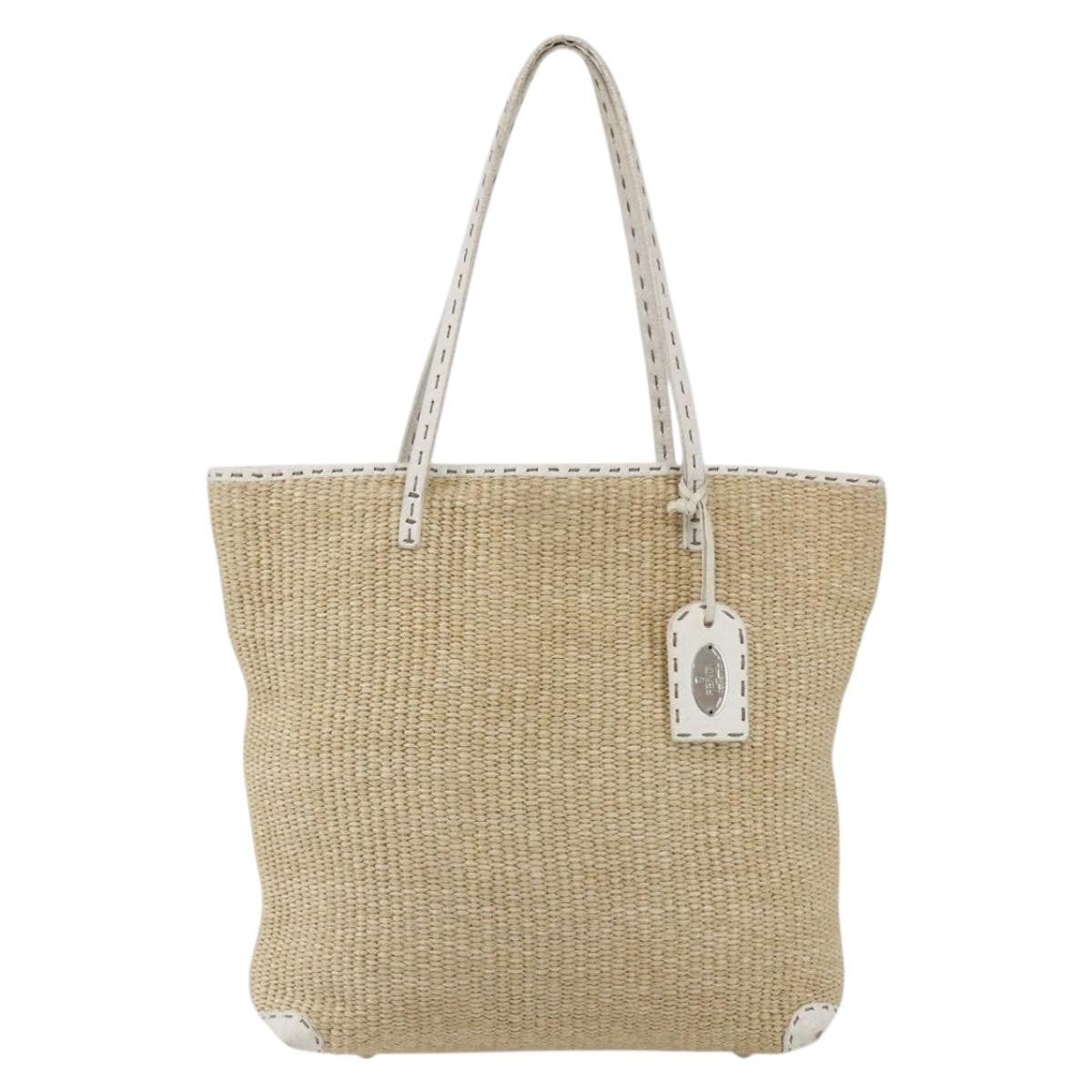 Fendi Selleria Tote Bag Raffia, BEIGE, WICKER, Tote bag
