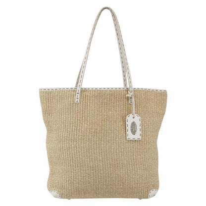 Fendi Selleria Tote Bag Raffia, BEIGE, WICKER, Tote bag