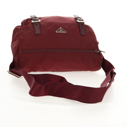 Prada Double Buckle Flap Messenger Bag Tessuto, BURGUNDY, NYLON, Shoulder bag