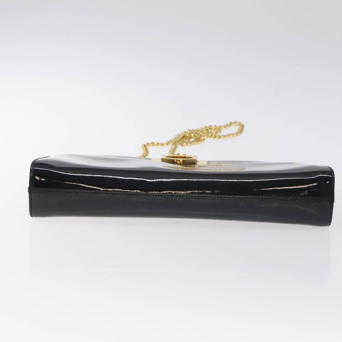 Salvatore Ferragamo Vintage Gancini Chain Shoulder Bag Leather, BLACK, PATENT_LEATHER, Shoulder bag