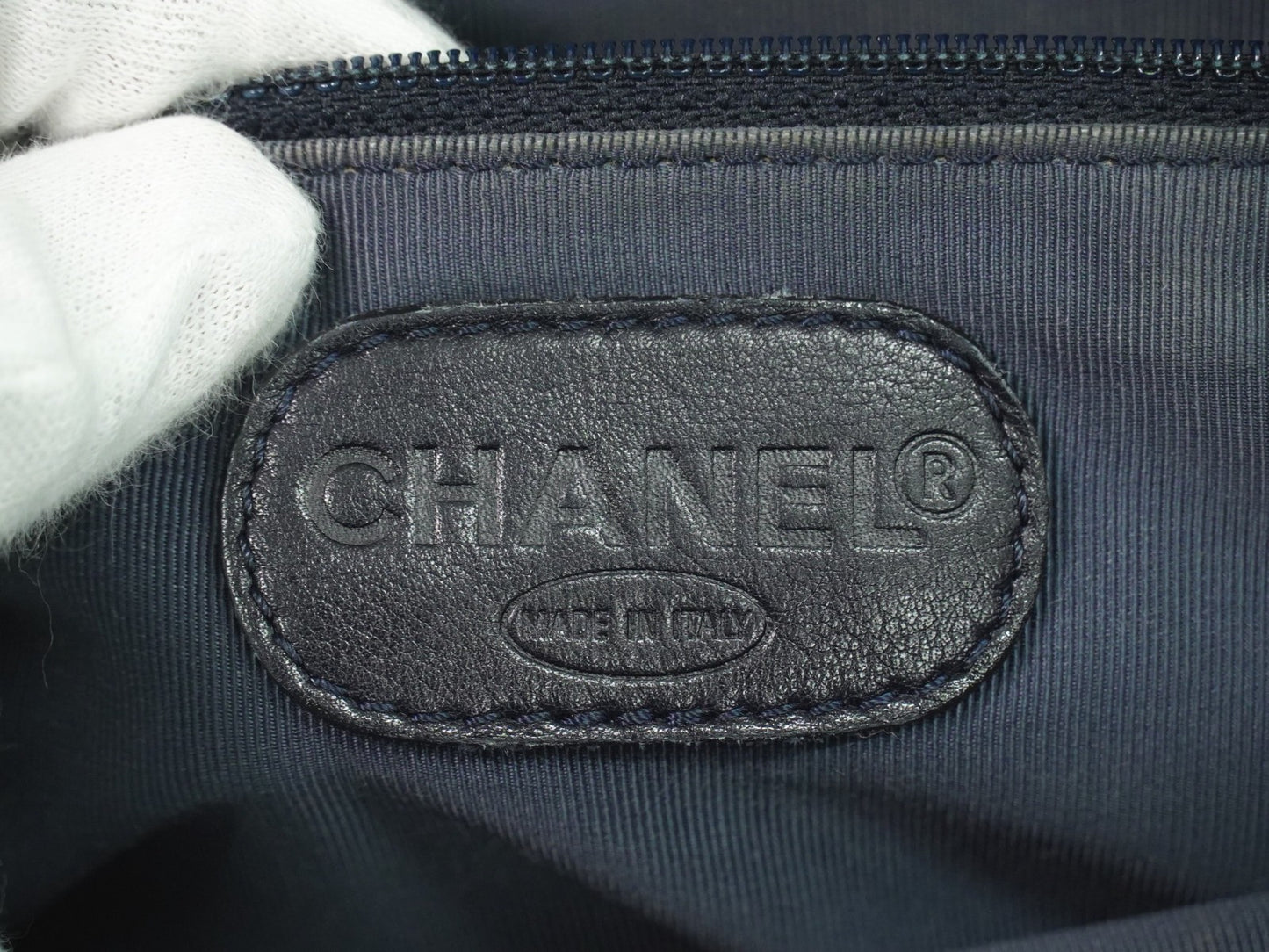 Chanel Vintage CC Tote Denim with Leather, NAVY, DENIM_JEANS, Tote bag
