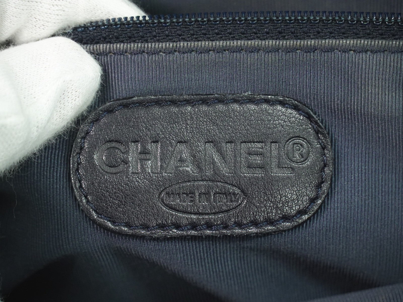 Chanel Vintage CC Tote Denim with Leather, NAVY, DENIM_JEANS, Tote bag