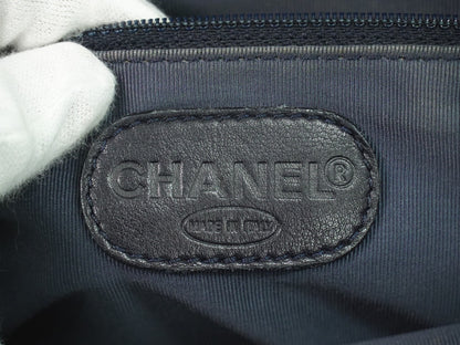 Chanel Vintage CC Tote Denim with Leather, NAVY, DENIM_JEANS, Tote bag