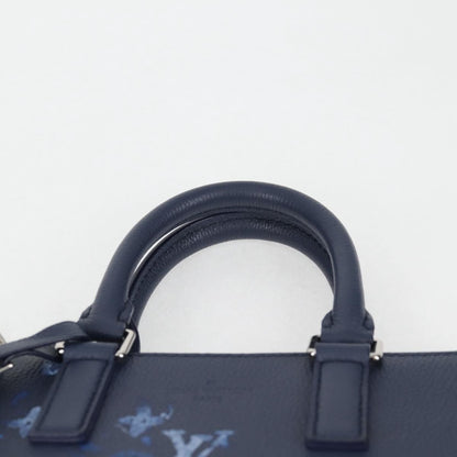Louis Vuitton Sac Plat Zipped Bag Limited Edition Monogram Ink Watercolor Leather, BLUE, CANVAS, Tote bag