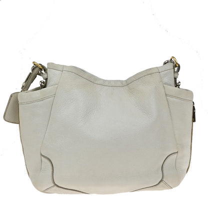 Prada Side Pocket Zip Hobo Vitello Daino, WHITE, LEATHER, Shoulder bag