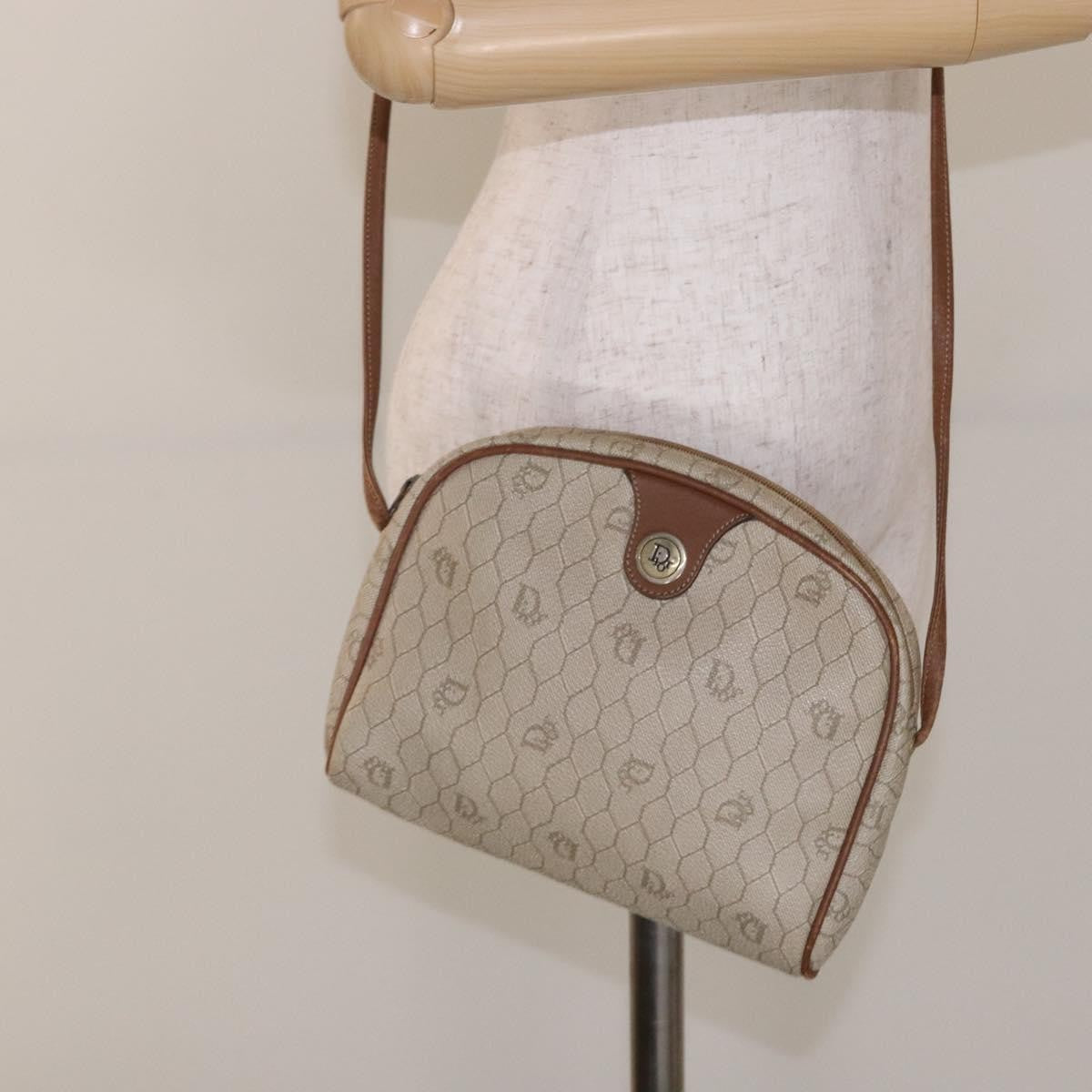 Christian Dior Vintage Honeycomb Shoulder Bag Canvas, BEIGE, CANVAS, Shoulder bag
