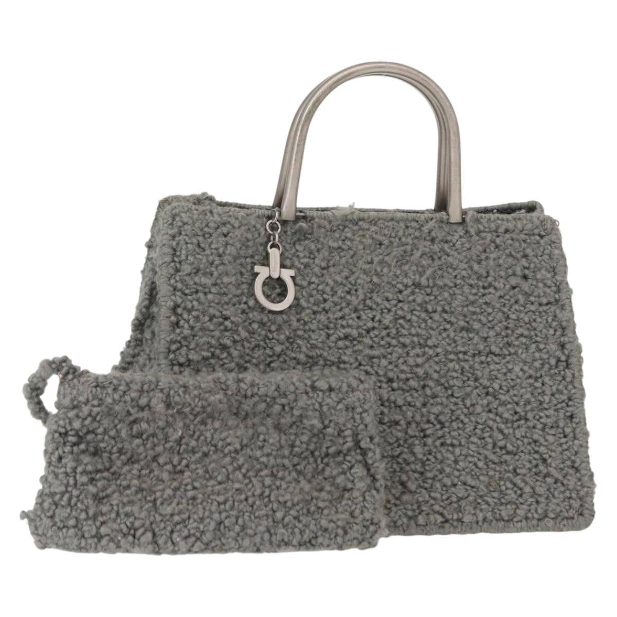 Salvatore Ferragamo Gancini handbag Wool, GRAY, WOOL, Handbag