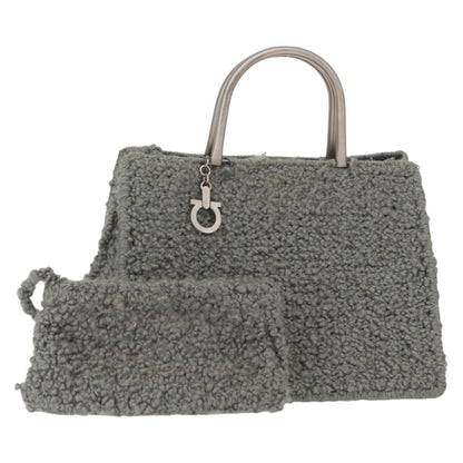 Salvatore Ferragamo Gancini handbag Wool, GRAY, WOOL, Handbag