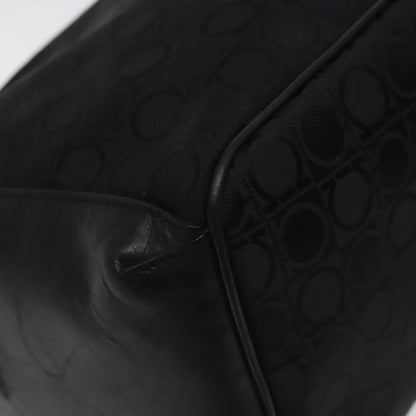 Salvatore Ferragamo Gancini Shoulder Bag Canvas, BLACK, CANVAS, Shoulder bag