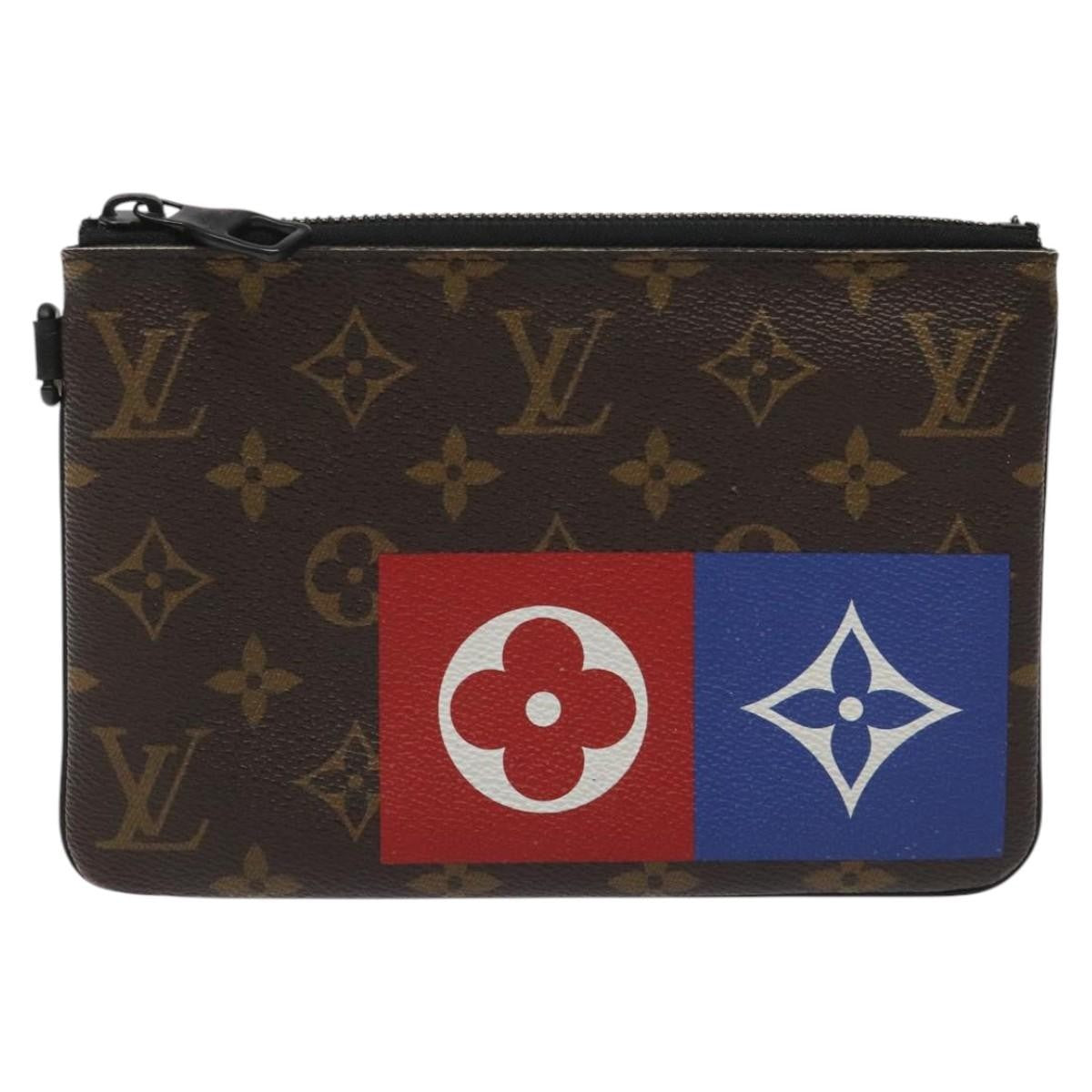 Louis Vuitton Zipped Pouch Limited Edition Logo Story Monogram Canvas, BROWN, CANVAS, Clutche & pouche
