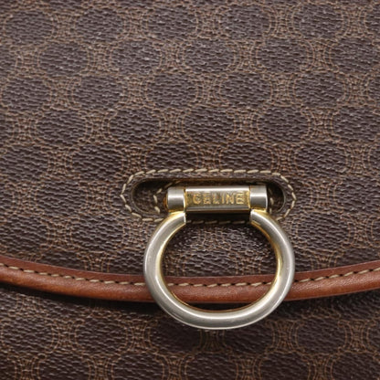 Celine Flap Shoulder Bag Canvas, BROWN, CANVAS, Shoulder bag