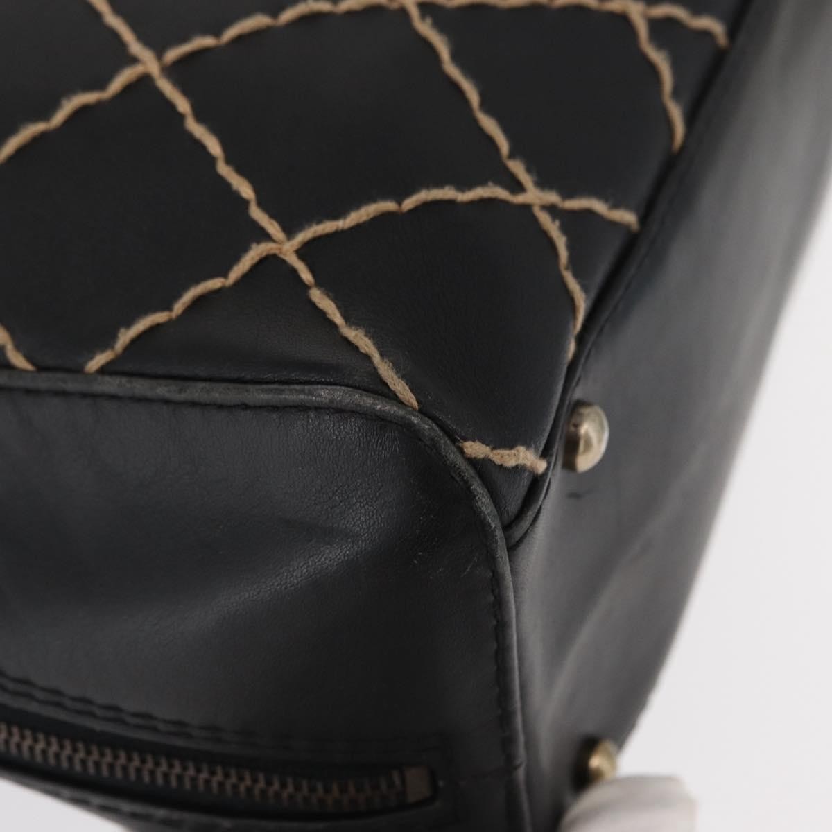 Chanel Surpique Zip Around Satchel Quilted Leather, BLACK, LEATHER, Handbag