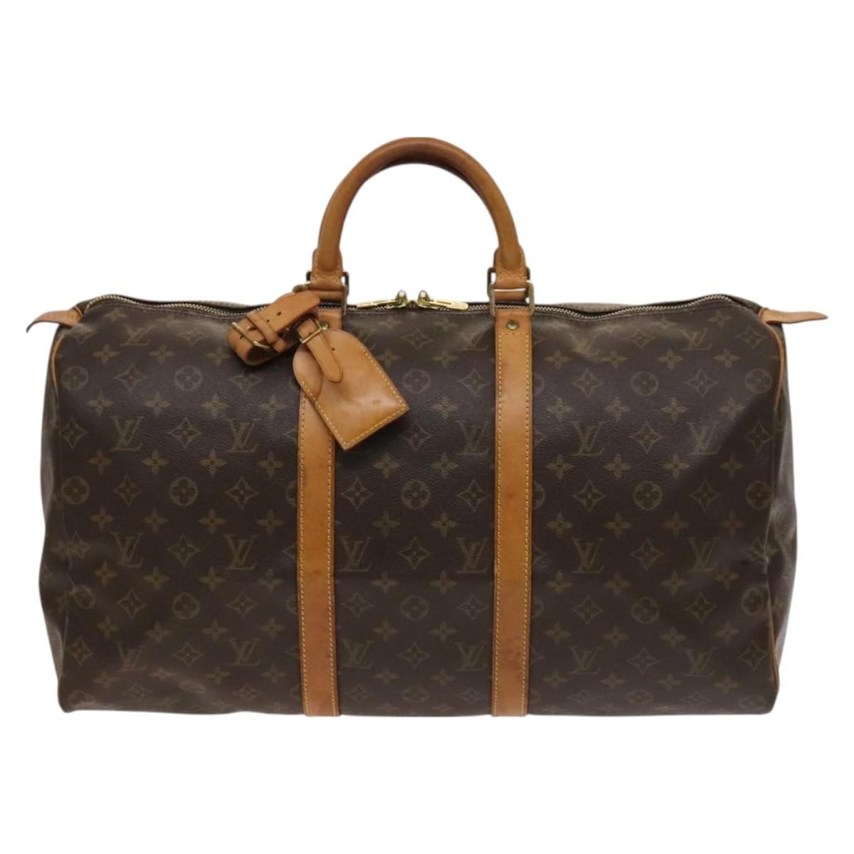 Louis Vuitton Keepall Bag Monogram Canvas, BROWN, CANVAS, Travel bag