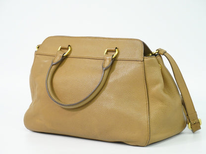 Prada Vintage Handbag Leather, BEIGE, LEATHER, Handbag