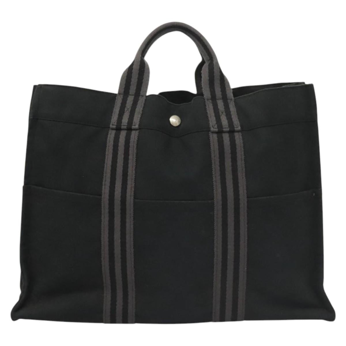 Hermes Fourre Tout Tote Canvas, BLACK, CANVAS, Tote bag
