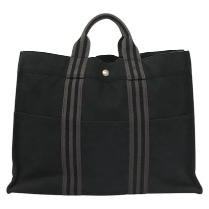 Hermes Fourre Tout Tote Canvas, BLACK, CANVAS, Tote bag
