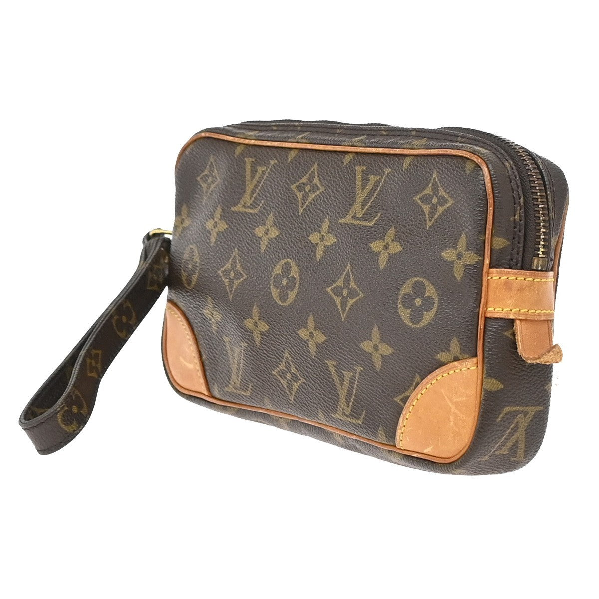 Louis Vuitton Marly Dragonne Clutch Monogram Canvas, BROWN, LEATHER, Clutche & pouche