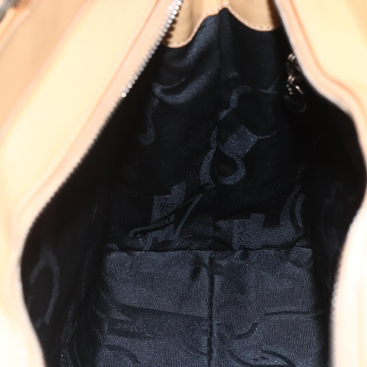 Salvatore Ferragamo Double Gancini Side Buckle Tote Leather, BEIGE, LEATHER, Handbag