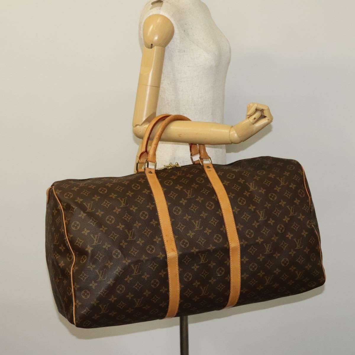 Louis Vuitton Keepall Bag Monogram Canvas, BROWN, CANVAS, Travel bag