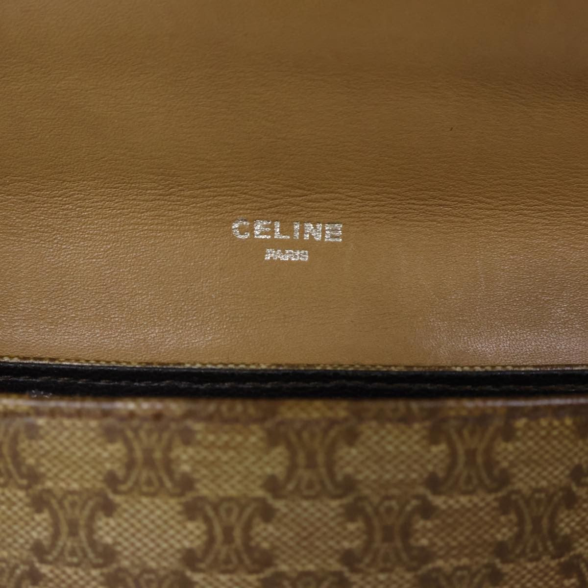 Celine Macadam Shoulder Bag Leather, BEIGE, CANVAS, Shoulder bag