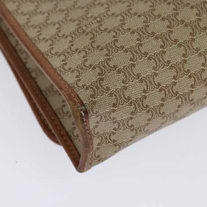 Celine Vintage Macadam Shoulder Bag Canvas and Leather, BEIGE, CANVAS, Shoulder bag