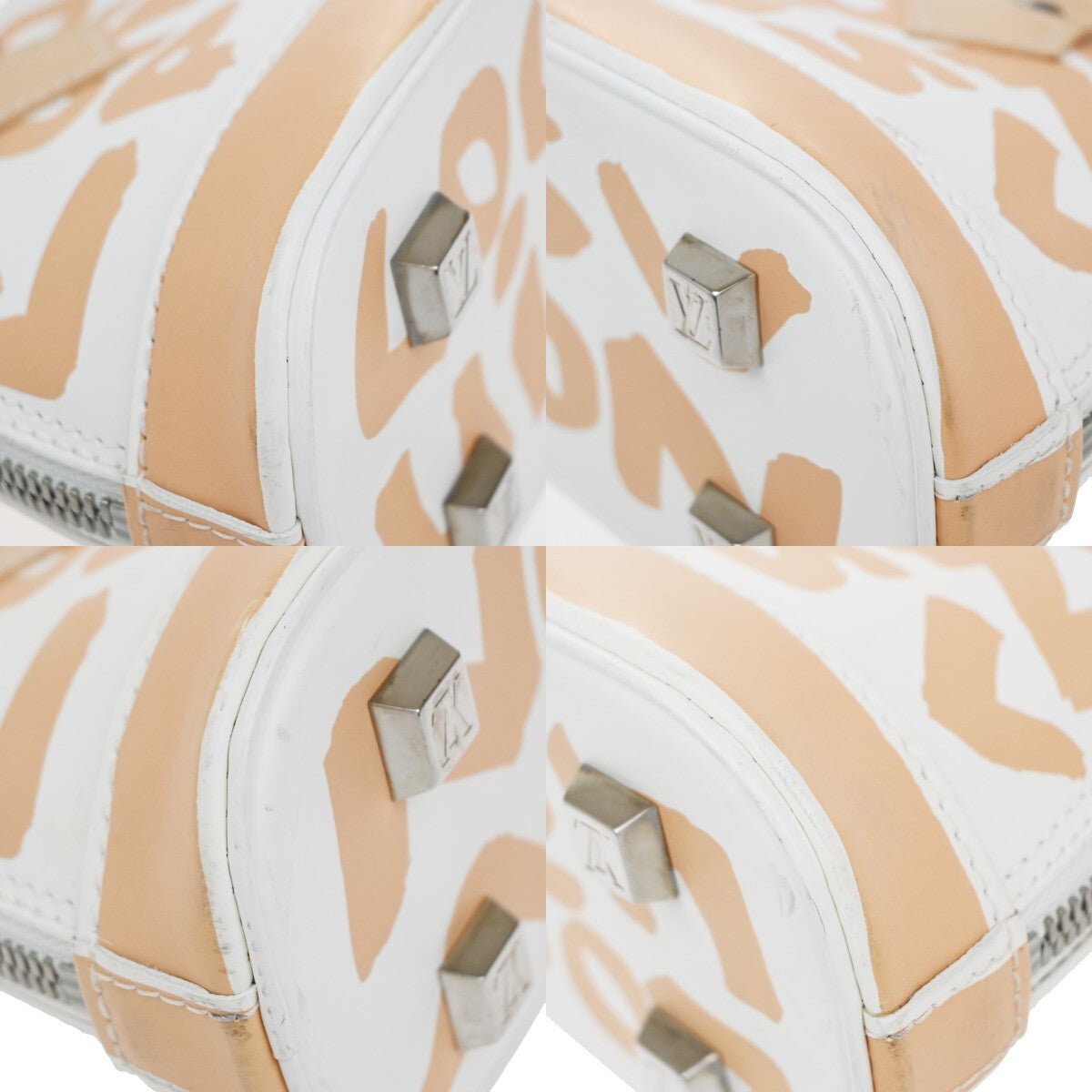 Louis Vuitton Alma Handbag Limited Edition Graffiti Leather, BEIGE, LEATHER, Handbag