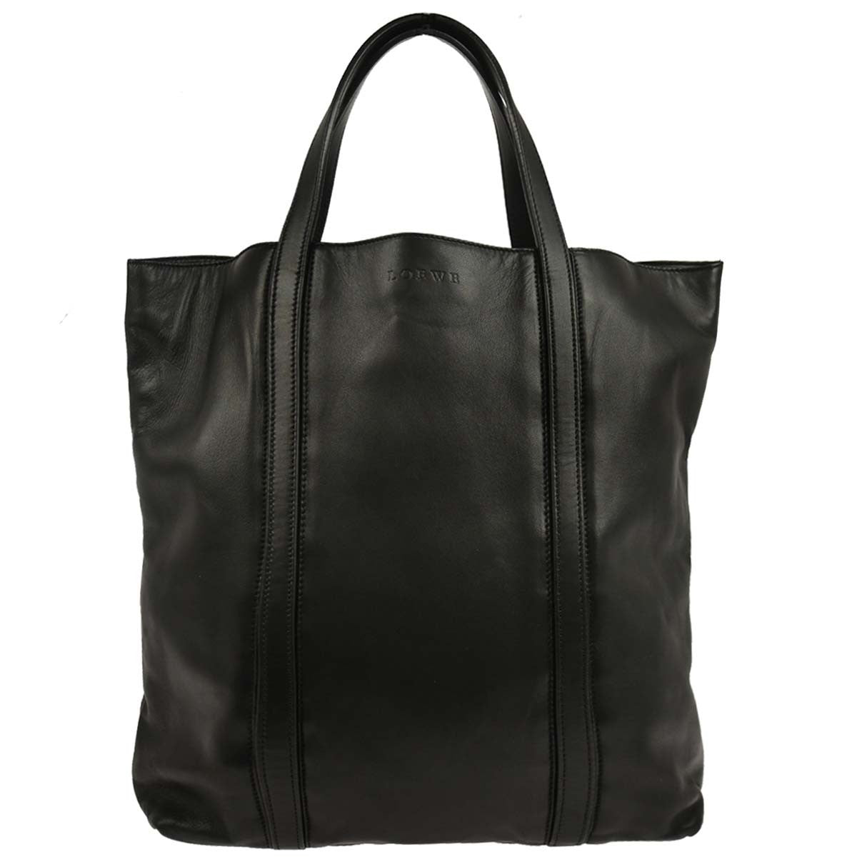 Loewe Vintage Anagram Tote Leather, BLACK, LEATHER, Tote bag