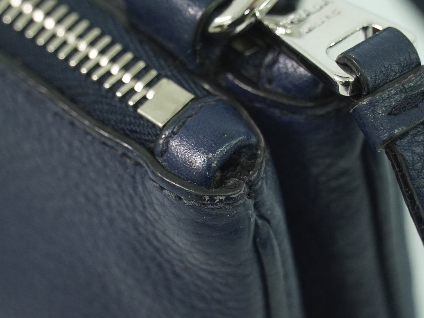 Prada Double Zip Crossbody Bag Vitello Daino, NAVY, LEATHER, Shoulder bag