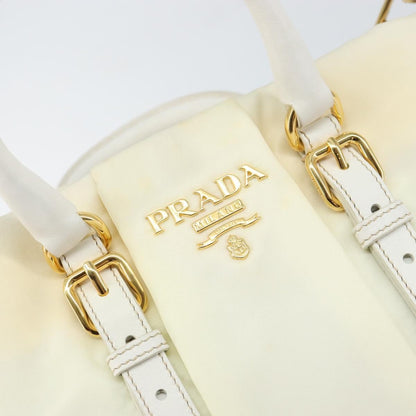 Prada Vintage Tote Tessuto with Leather, WHITE, NYLON, Tote bag