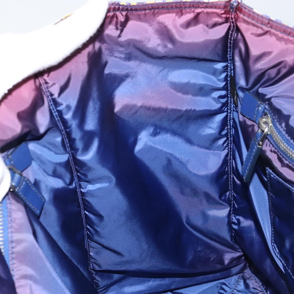 Prada Floreal Tote Printed Tessuto, BLUE, NYLON, Tote bag