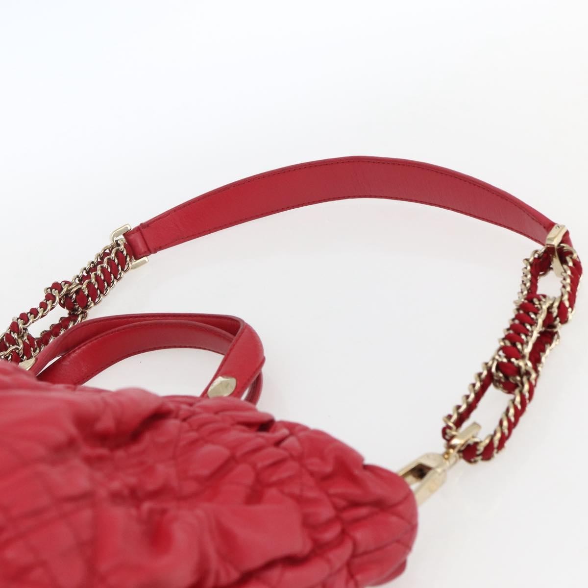 Christian Dior Delices Tote Cannage Quilt Leather, RED, LEATHER, Tote bag