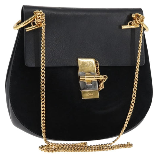 Chloe Drew Shoulder Bag Leather, BLACK, LEATHER, Shoulder bag