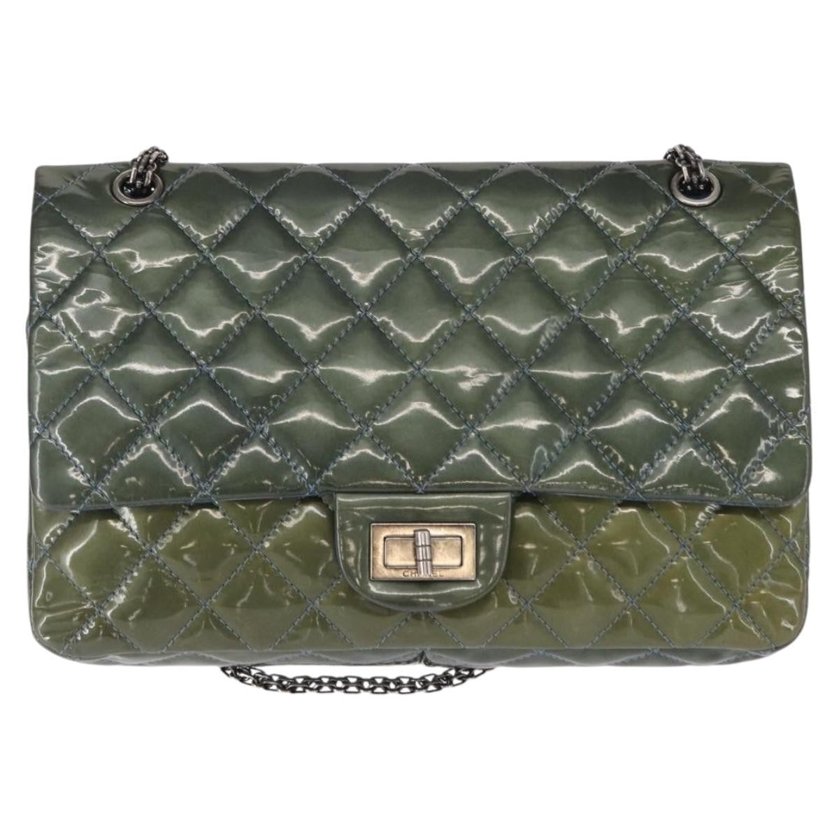 Chanel Reissue 2.55 Flap Bag Quilted Patent, GREEN, PATENT_LEATHER, Shoulder bag
