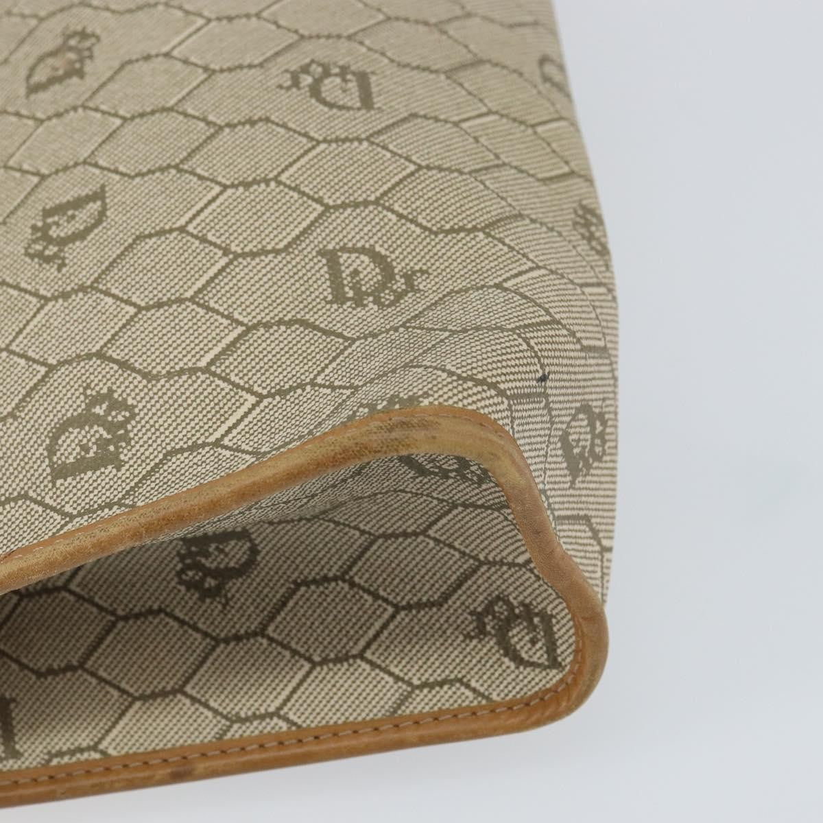 Christian Dior Vintage Honeycomb Zip Pouch Canvas and Leather, BEIGE, CANVAS, Clutche & pouche