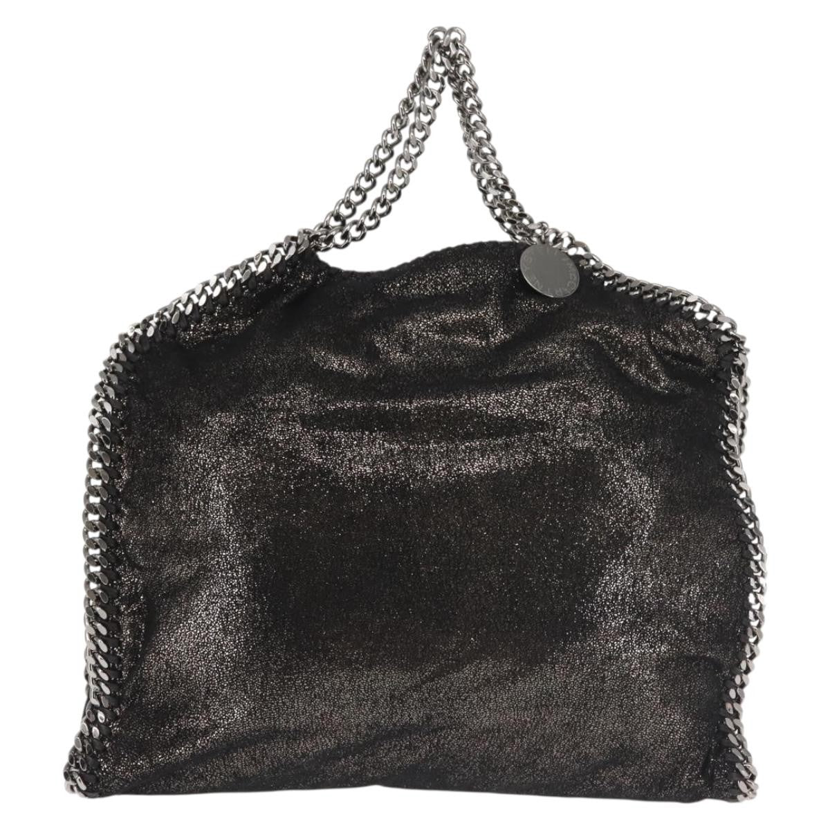 Stella McCartney Falabella Fold Over Bag Faux Suede, BLACK, SYNTHETIC, Crossbody bag