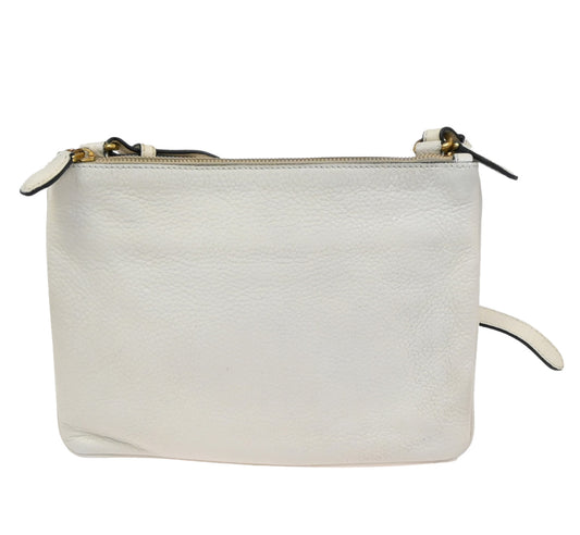 Prada Double Zip Crossbody Bag Vitello Daino, WHITE, LEATHER, Shoulder bag