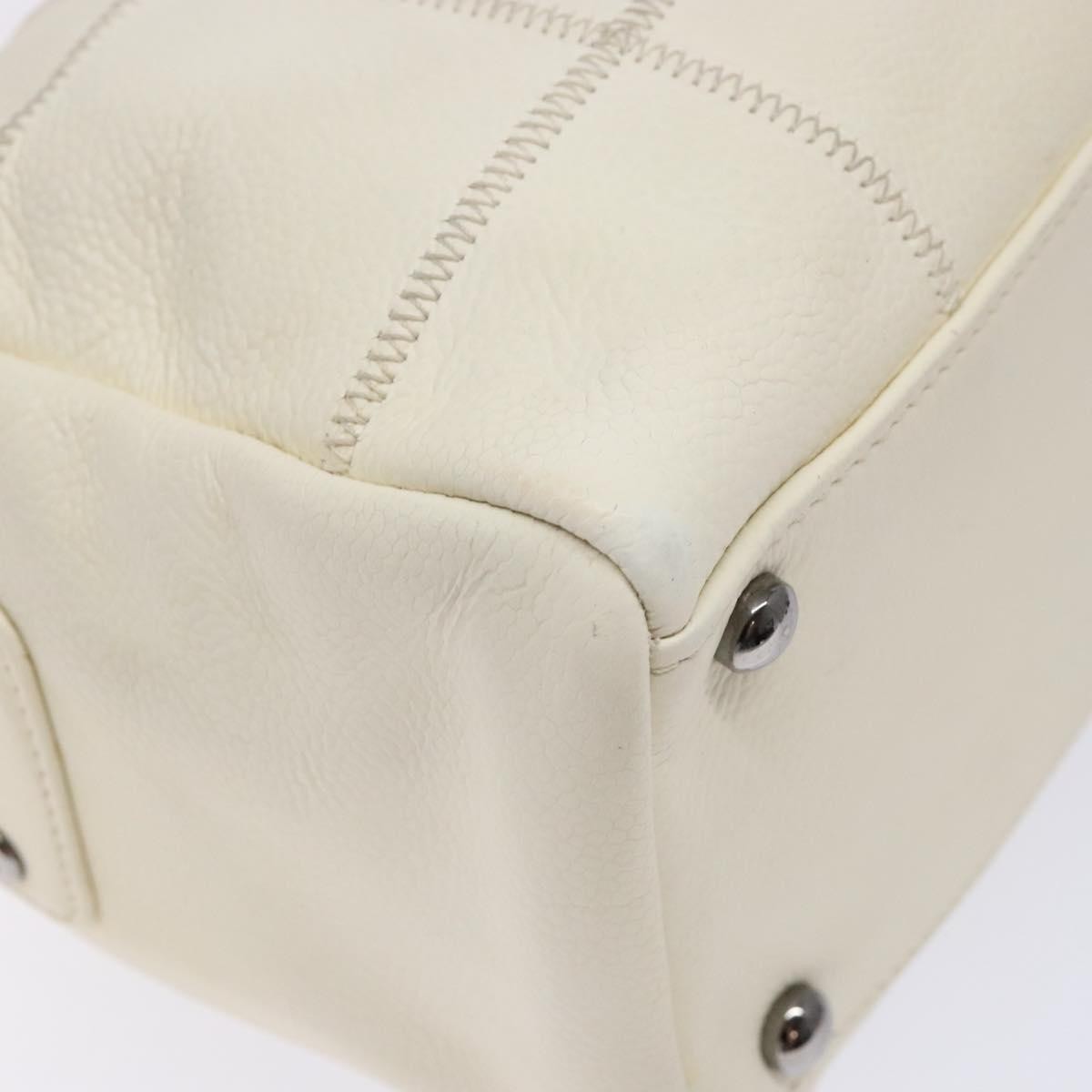 Chanel Square Stitch Duffle Bag Quilted Caviar, WHITE, LEATHER, Travel bag