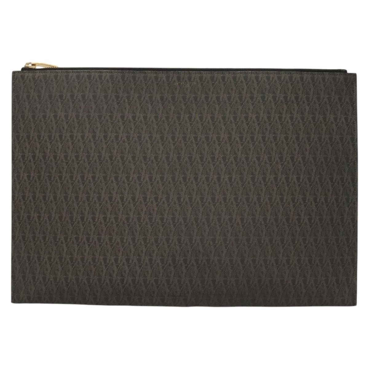 Saint Laurent Zip Pouch Monogram Canvas, BROWN, PVC, Clutche & pouche