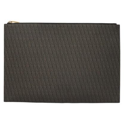 Saint Laurent Zip Pouch Monogram Canvas, BROWN, PVC, Clutche & pouche